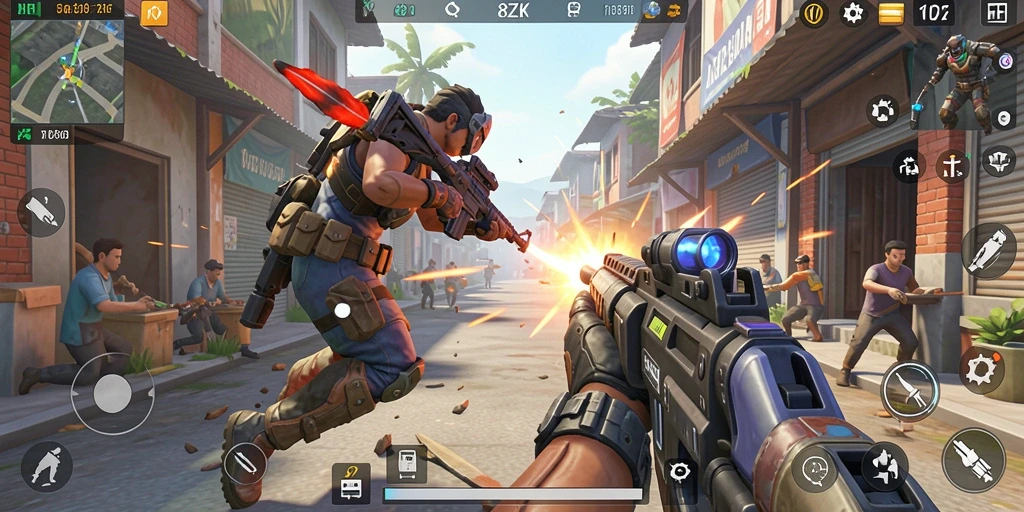 Tangkapan layar menunjukkan aksi seru di game TPS 8ZK.
