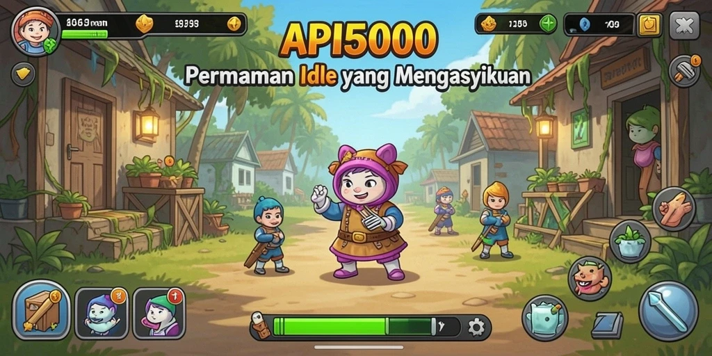 Tangkapan layar gameplay API5000 yang menampilkan kesibukan dan kemajuan karakter.