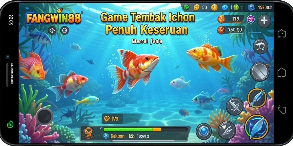 Tangkapan layar FANGWIN88 menampilkan aksi menembak ikan yang seru.