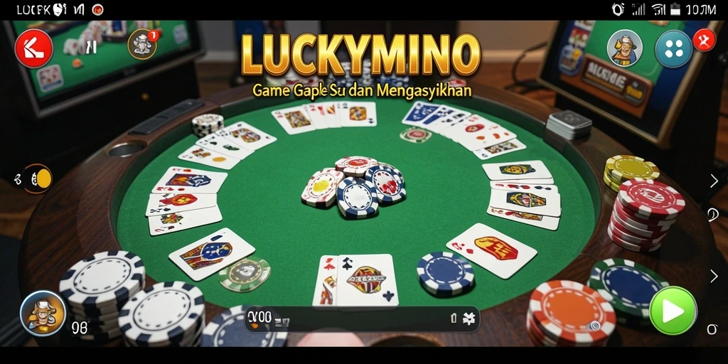 Tampilan seru dari gameplay Gaple di LUCKYMINO.