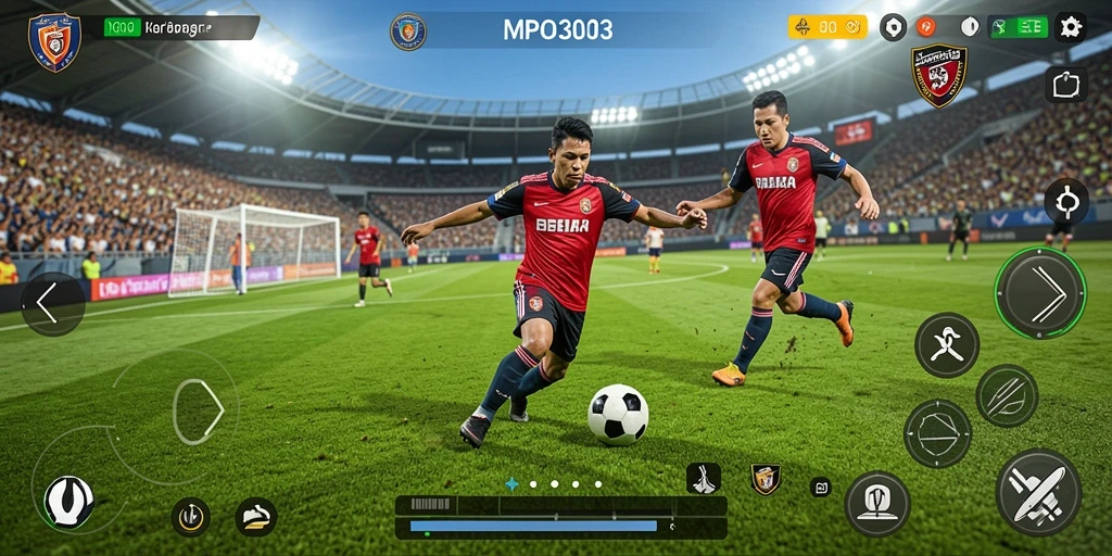 Tampilan gameplay MPO303 yang seru dan mendebarkan di lapangan sepak bola.