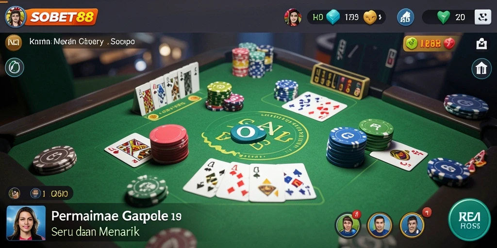 Tampilan gameplay SOBET88 dengan atmosfir permainan Gaple yang seru.
