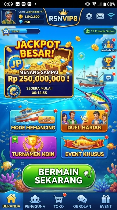 Tampilan utama aplikasi rsnvip8 dengan berbagai kategori aplikasi.